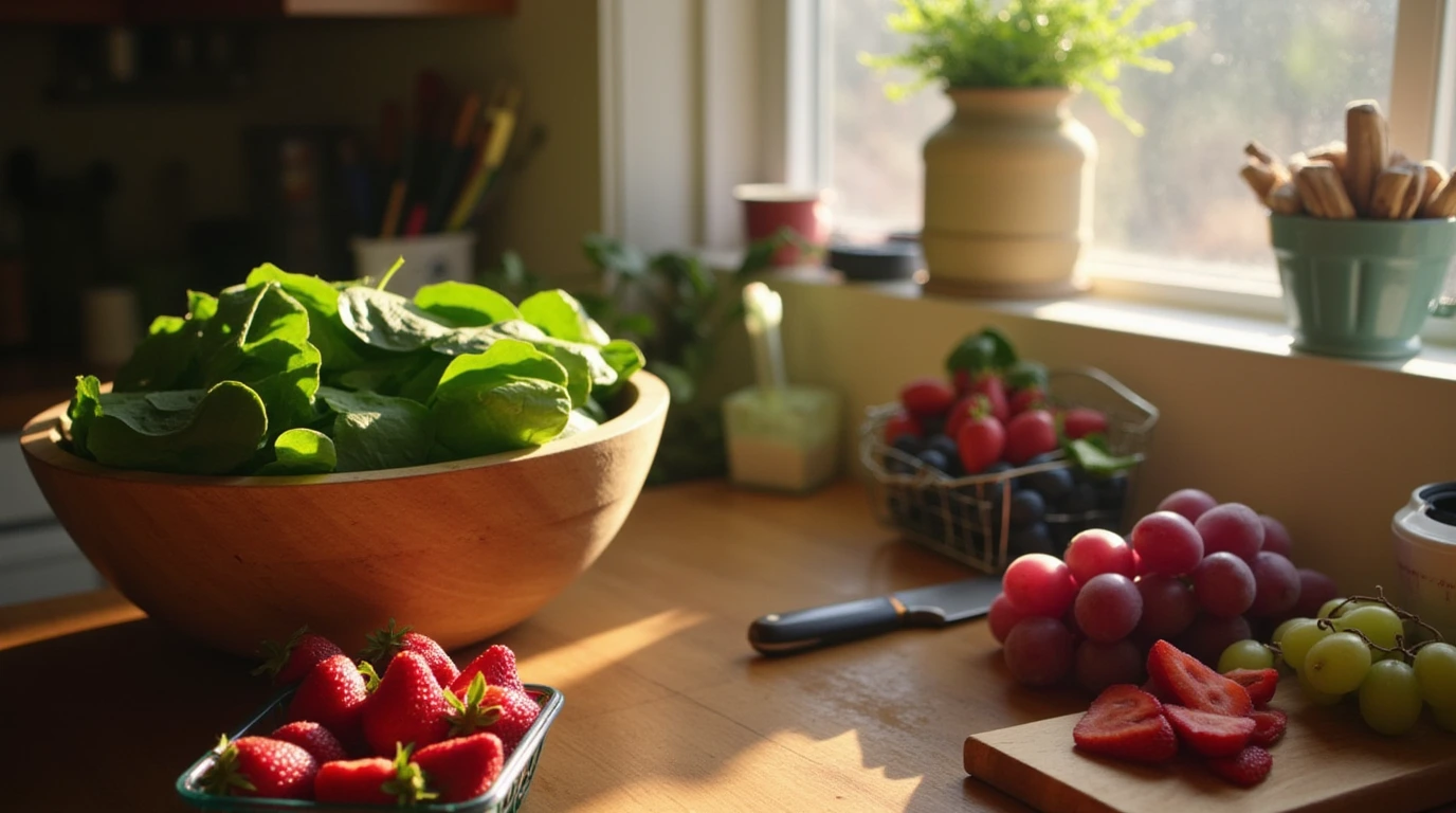 Fruit Salad with Spinach and Croutons ingredients- Fresh Fruit Salad with Spinach and Croutons (Gluten-Free)