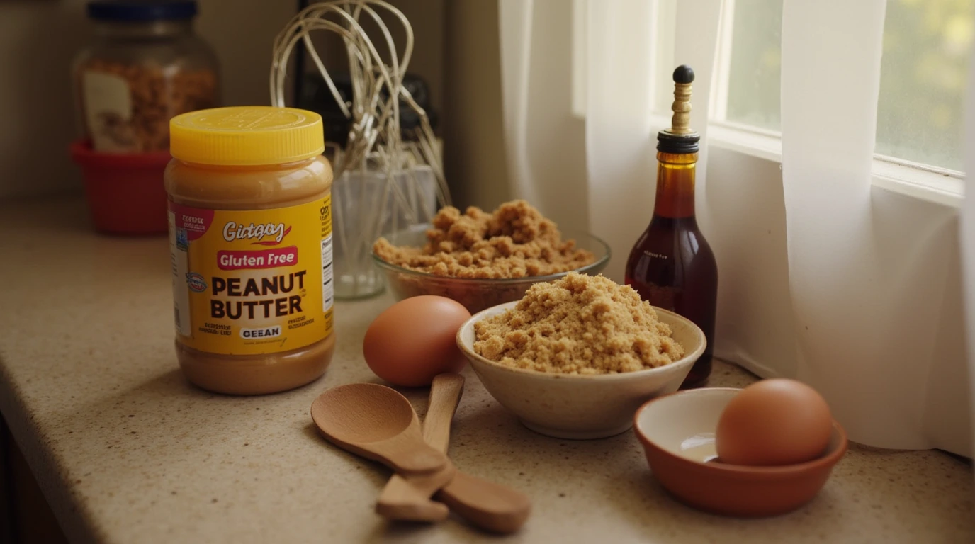 Gluten Free Peanut Butter Cookies ingredients- Easy Gluten Free Peanut Butter Cookies: Soft, Chewy, and Irresistible